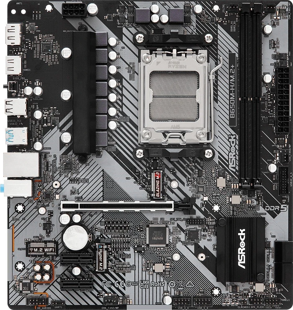 Plošča ASRock B650M-H/M.2+, micro ATX, plošča amë
