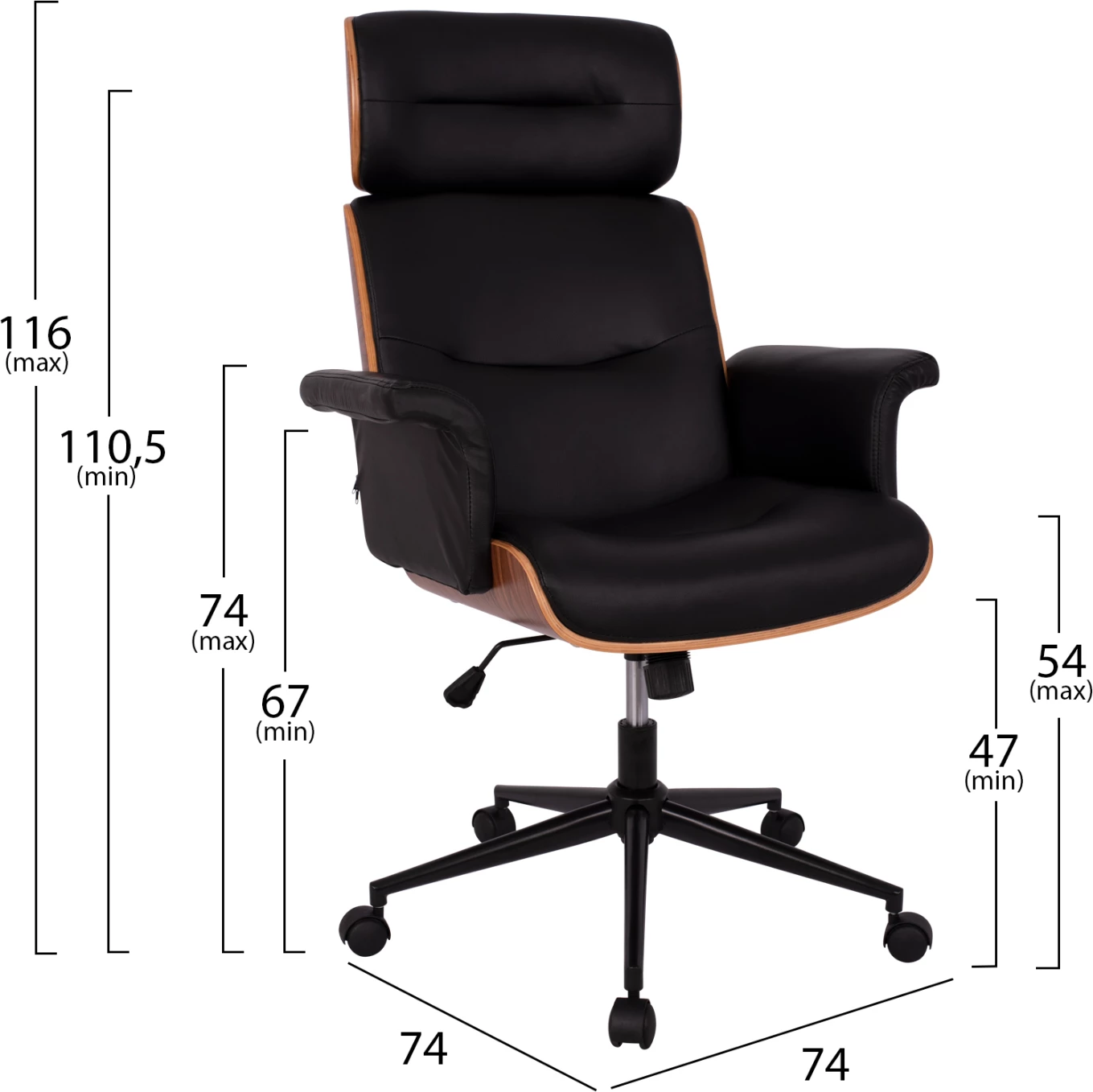 Direktorski pisarniški stol Superior Pro FH1108.01 oreh-črna barva 74x74x116 cm