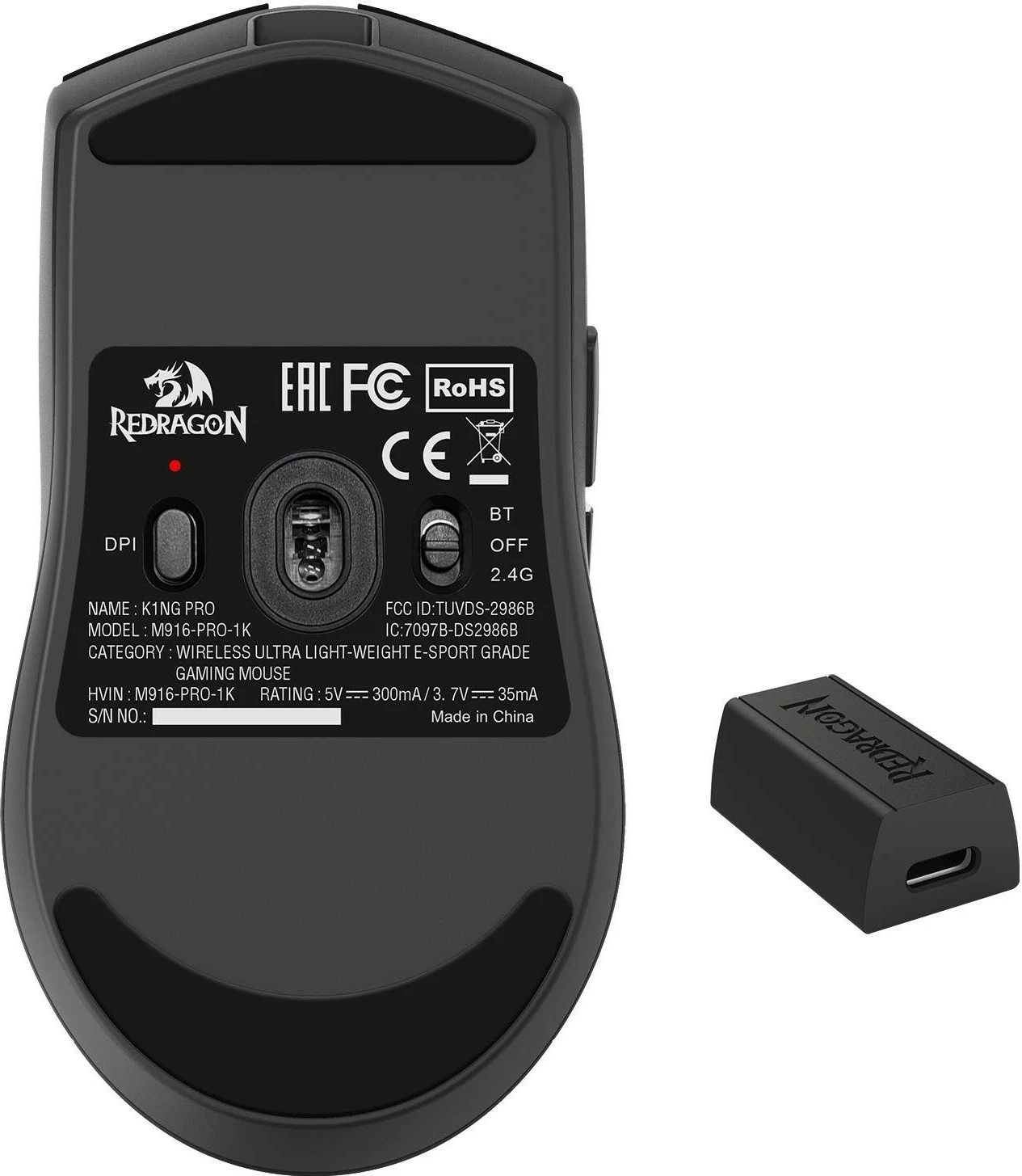 Brezžični ergonomski miška Redragon M916-PRO-4K K1NG, črn