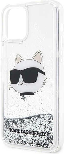 Ovitek za telefon iPhone 12/12 Pro 6,1", Glitter Choupette, srebrn, Karl Lagerfeld KLHCP12MLNHCCS