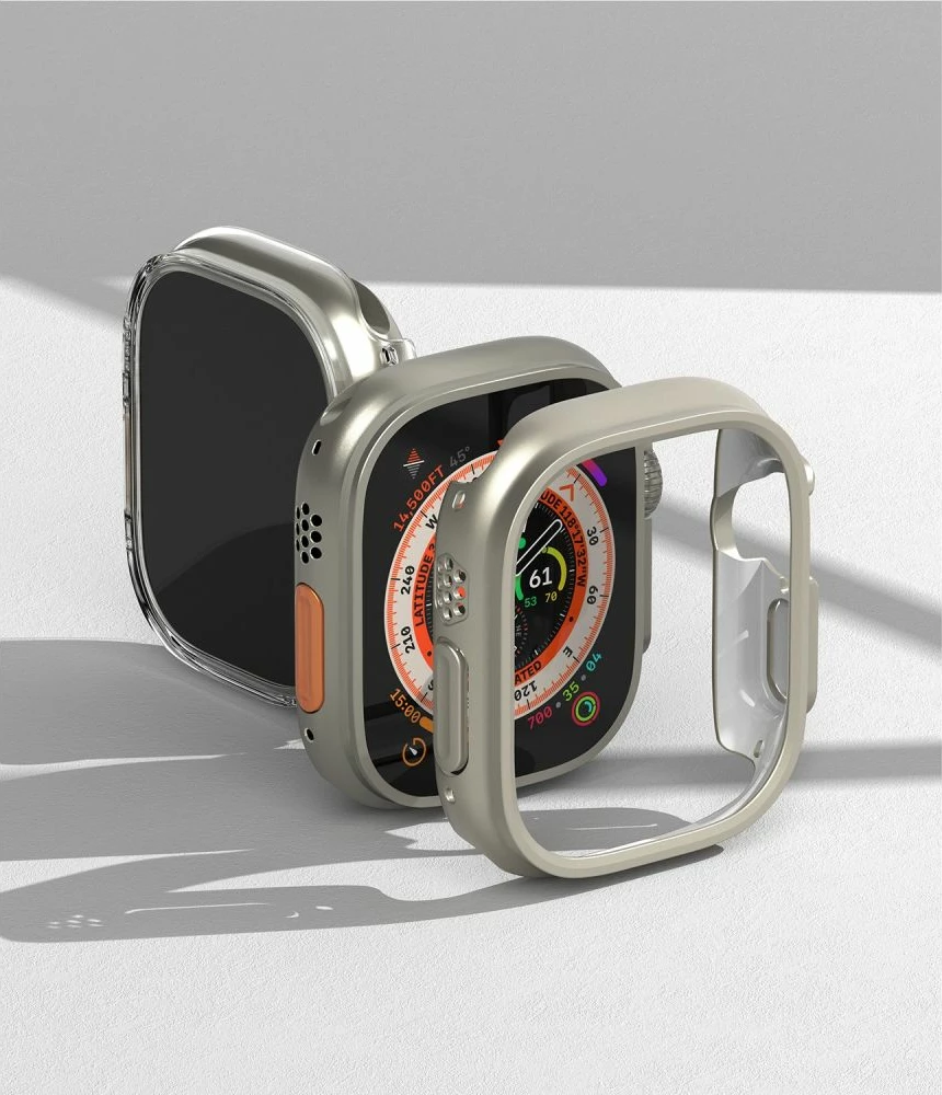 Ovitek Ringke Slim, 2 kosa, za Apple Watch Ultra 49 mm, prozoren in titan