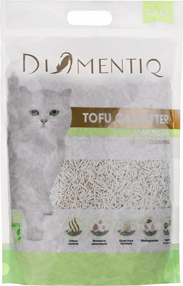 Mačji stelja Tofu Matcha Ultra, DIAMENTIQ, 2,5 kg