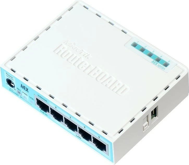 Kompakten usmerjevalnik MikroTik RB750GR3, Ethernet WAN, Gigabit Ethernet, turkizna, bela