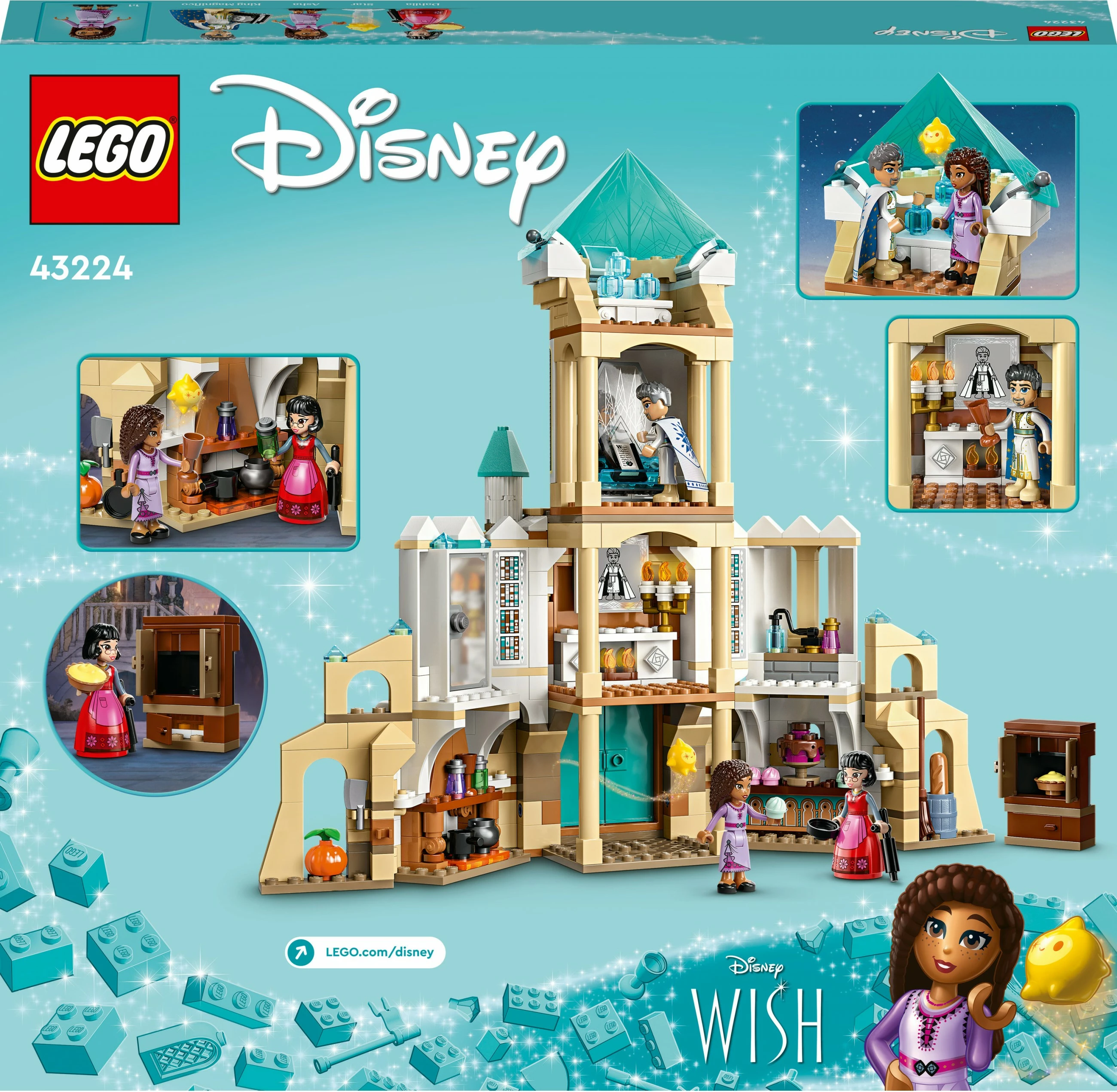 Komplet gradnje LEGO Disney Grad kralja Magnifica 43224, 613 kosov, večbarven