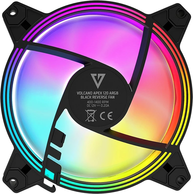 Ventilator za računalnik 120 mm, ARGB, črn MODECOM FAN-APEX-120R-ARGB-100