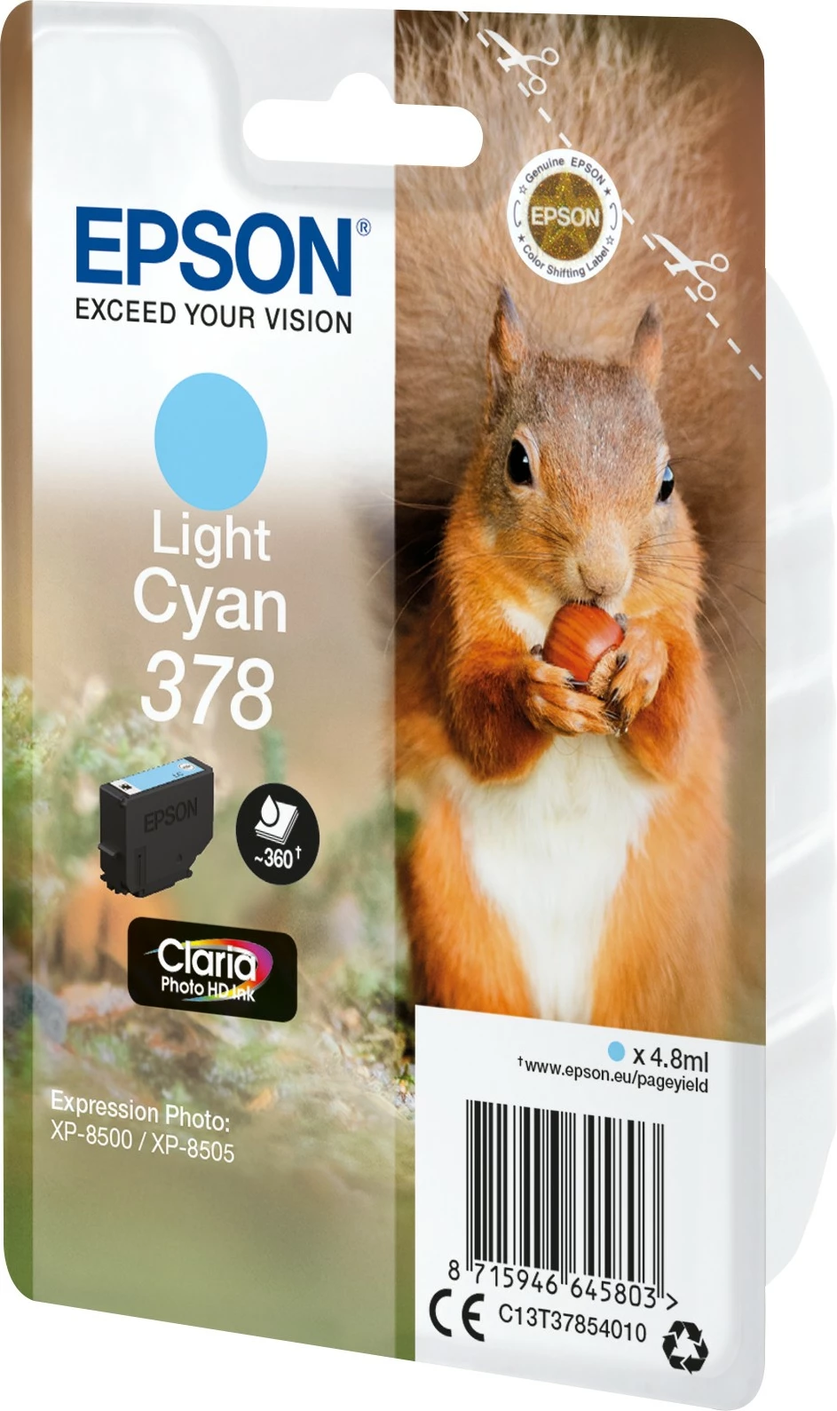Bojilo svetlo cijan Squirrel Singlepack 378 Claria Photo HD, standardna zmogljivost, 4,8 ml