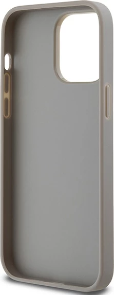 Ovitek Mono Stripe in kovinski logotip za iPhone 14 Pro, DKNY, bež