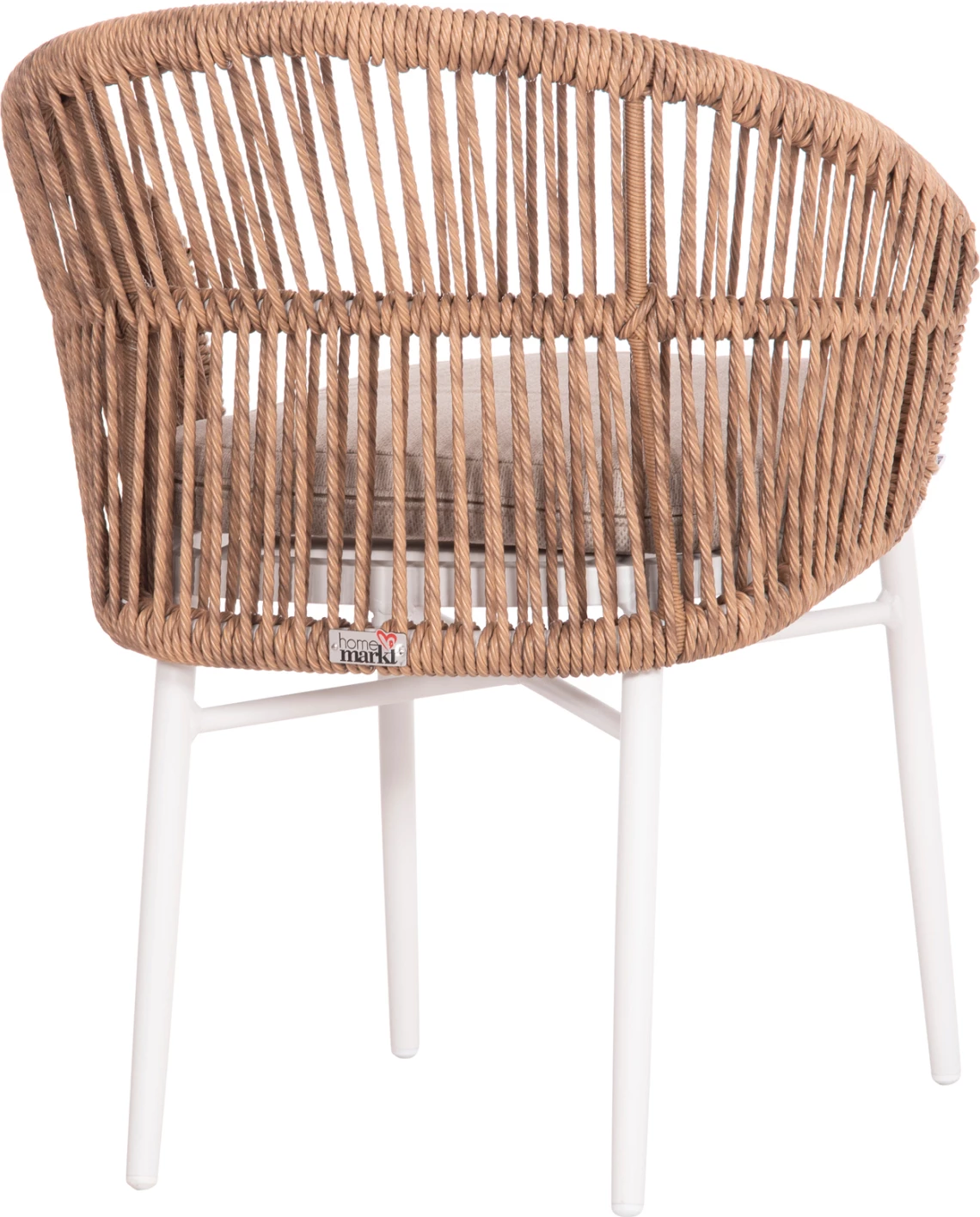 Aluminijast stol ALABAMA FH6265.02, bel - P.E. ratan naraven - bež blazina 58x61x75 H cm