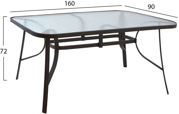 Komplet jedilna miza 7 kosov FH10564.01 s Tabelo 160x90x72cm iz rjavega kovine