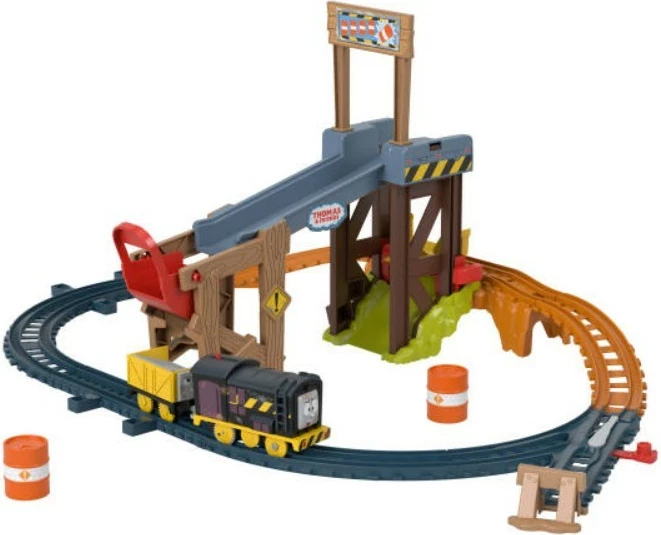 Igralniški železniški set z gradbeno tematiko Fisher Price Thomas & Friends JBW20, z lokomotivo Diesel, večbarven