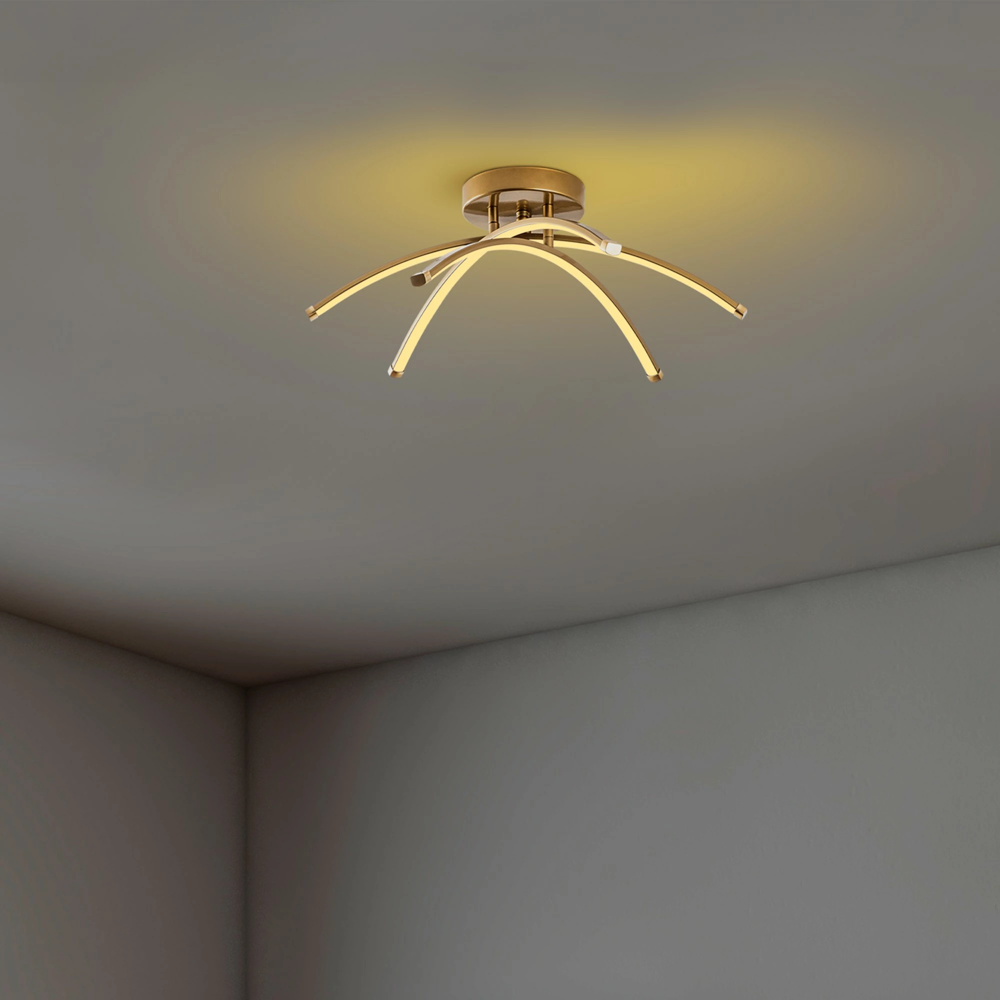 Stropna svetilka Opviq, Ledbanana, zlata, 57x20x57 cm