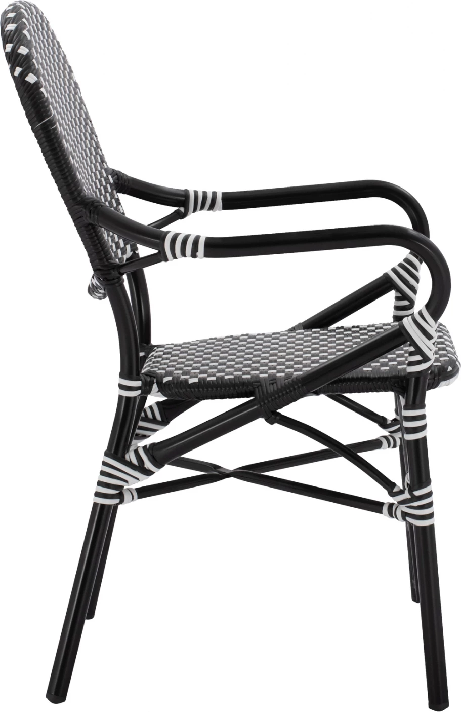 Aluminijasti naslanjač videza bambusa s črno-belim pletenjem FH5793.02 56X63X96Y cm