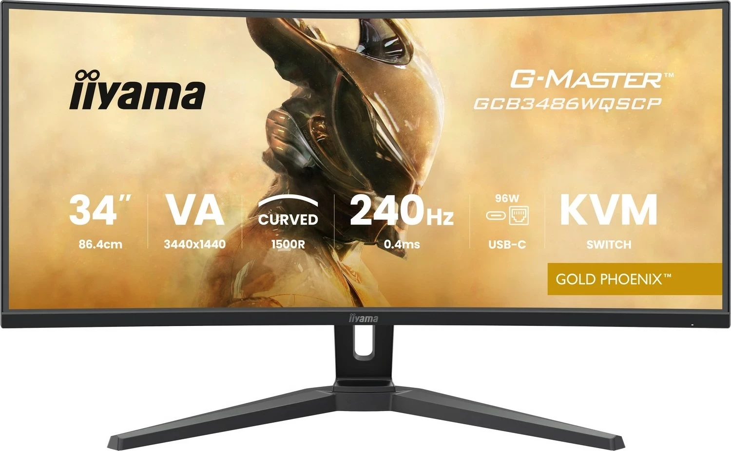 Ukristalnjen zaslon 34" UWQHD 240Hz ukrivljen, iiyama G-Master GCB3486WQSCP-B1, črn