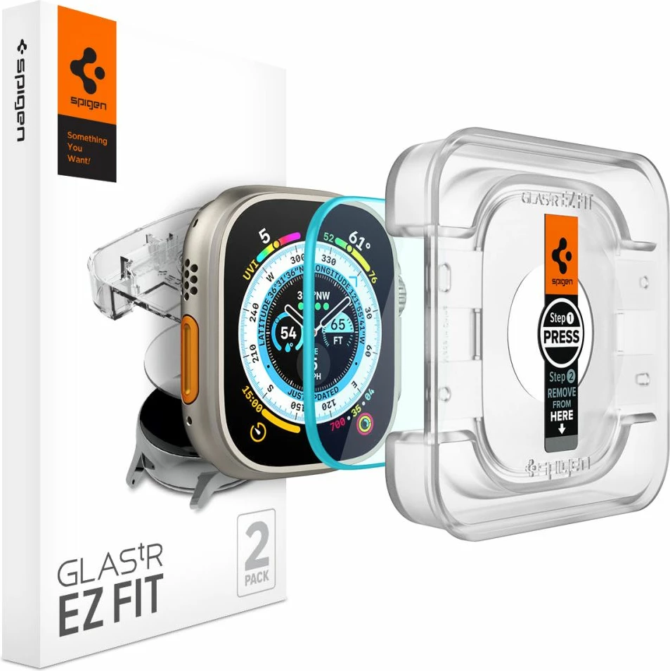 Zaščitno steklo Spigen Glas.tR EZ Fit za Apple Watch Ultra / Ultra 2, 49 mm, 2 kosa
