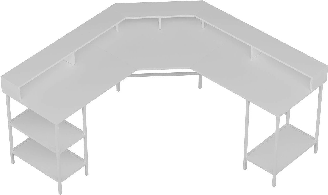 Kotna delovna miza Skye Decor Power Raflı L, bela