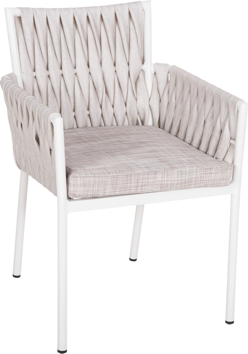 Aluminijasti naslanjač MARTIN FH5564.11 bel okvir in sintetični ratan v barvi slonovine 56x56x80Hcm