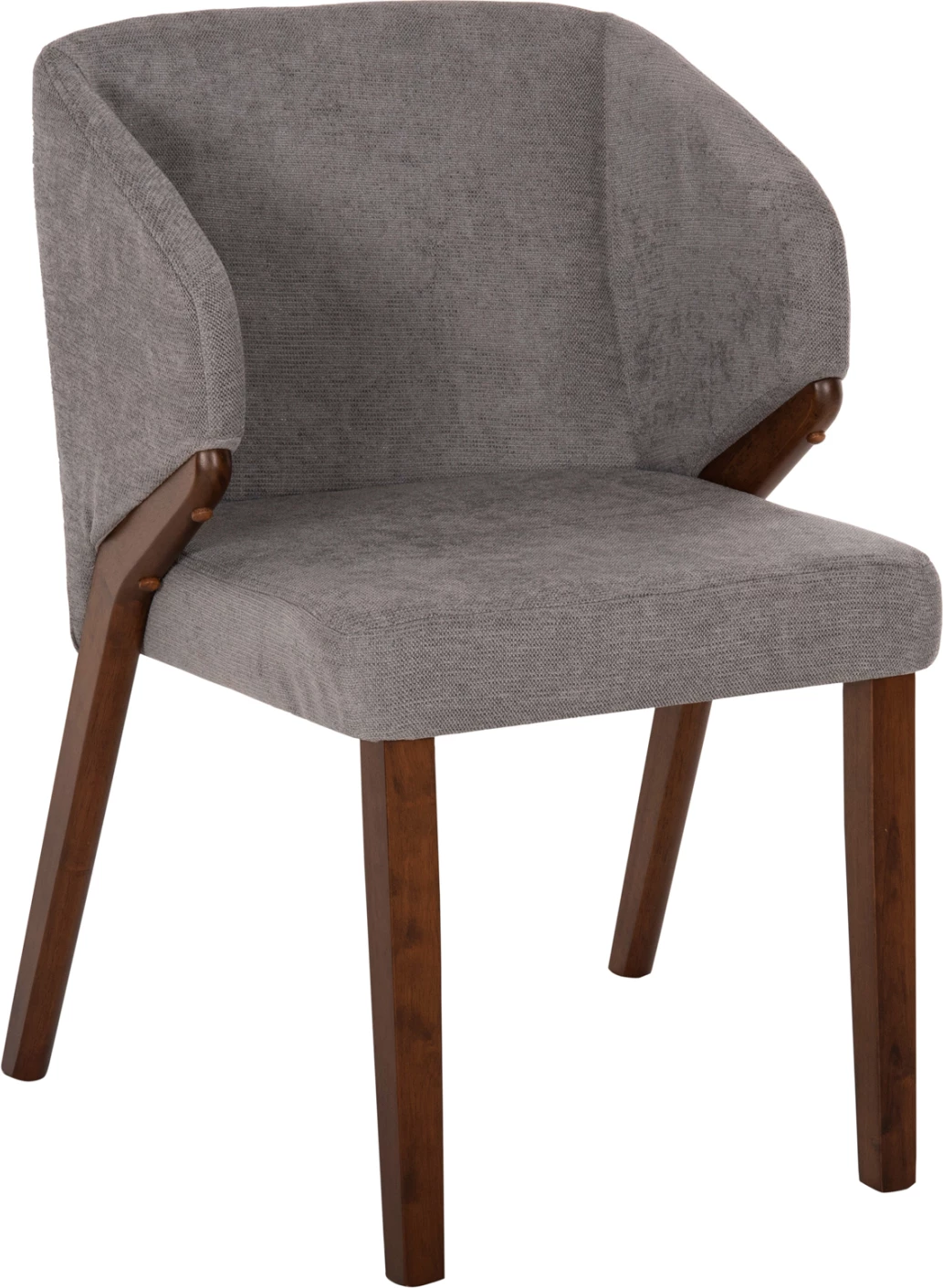 Jedilni stol Radder FH9749 iz kavčukovca v barvi oreha-siva tkanina 50x53x77Hcm, set 2 kosov