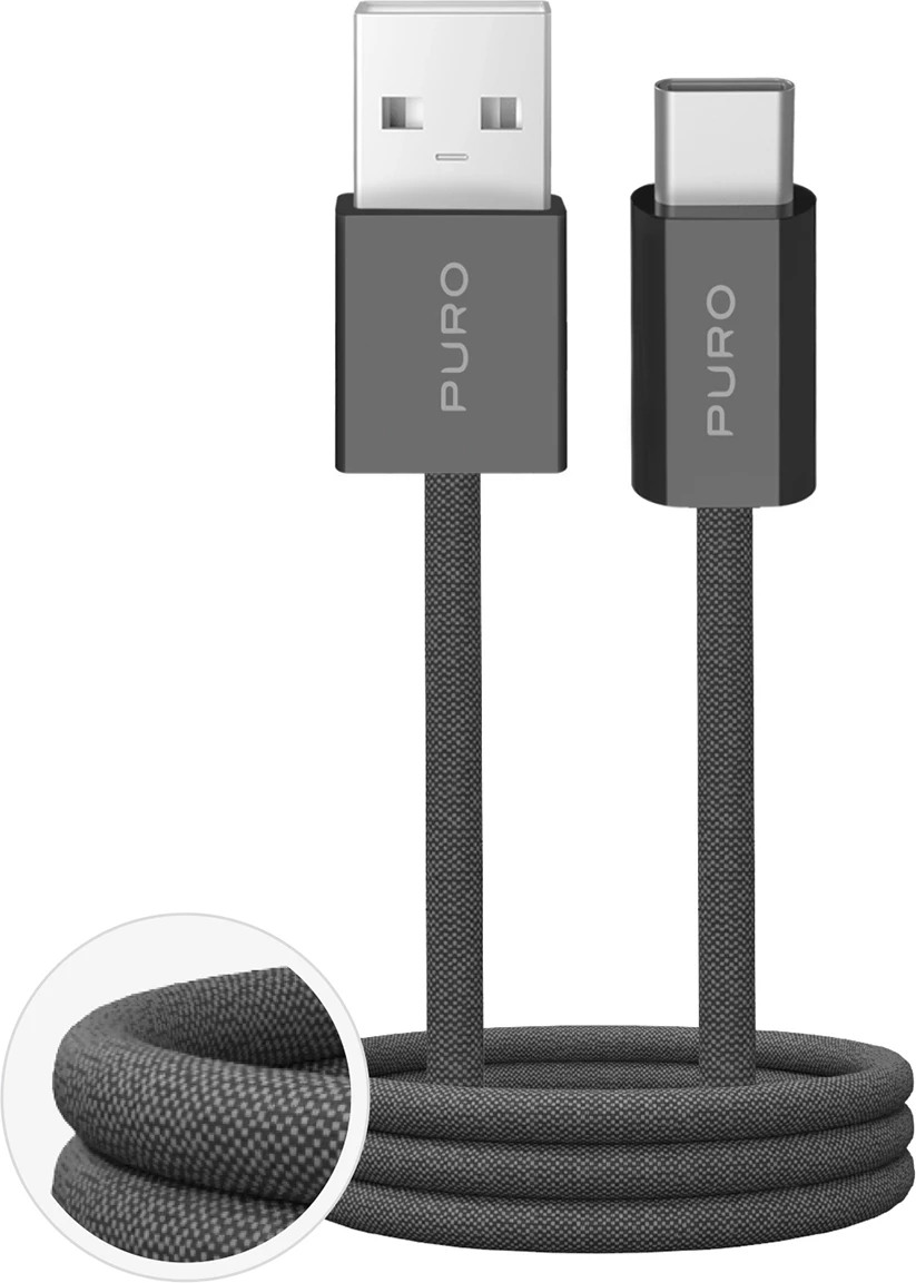 Kabel Puro Fabrik 2.0 USB-A v USB-C, 1,5 m, 10 W, temno zelen