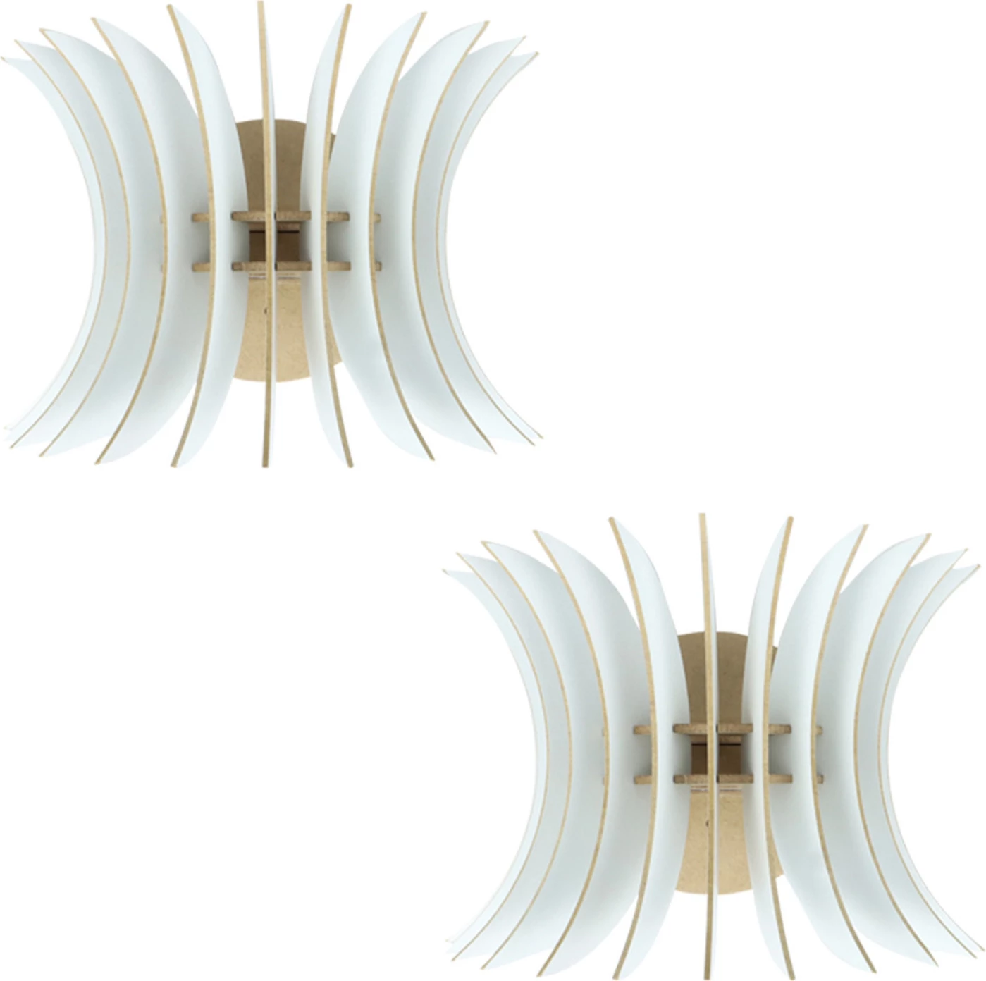 Komplet stenskih svetilk 2 kos lesene iz MDF bele barve FH7380.01 28x20x20 cm