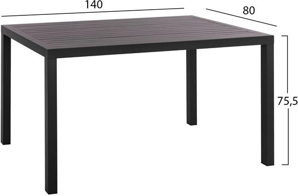 Set 5 kosov z aluminijasto mizo 140x80x75,5 in naslanjači Leon kovinsko sivi FH10531