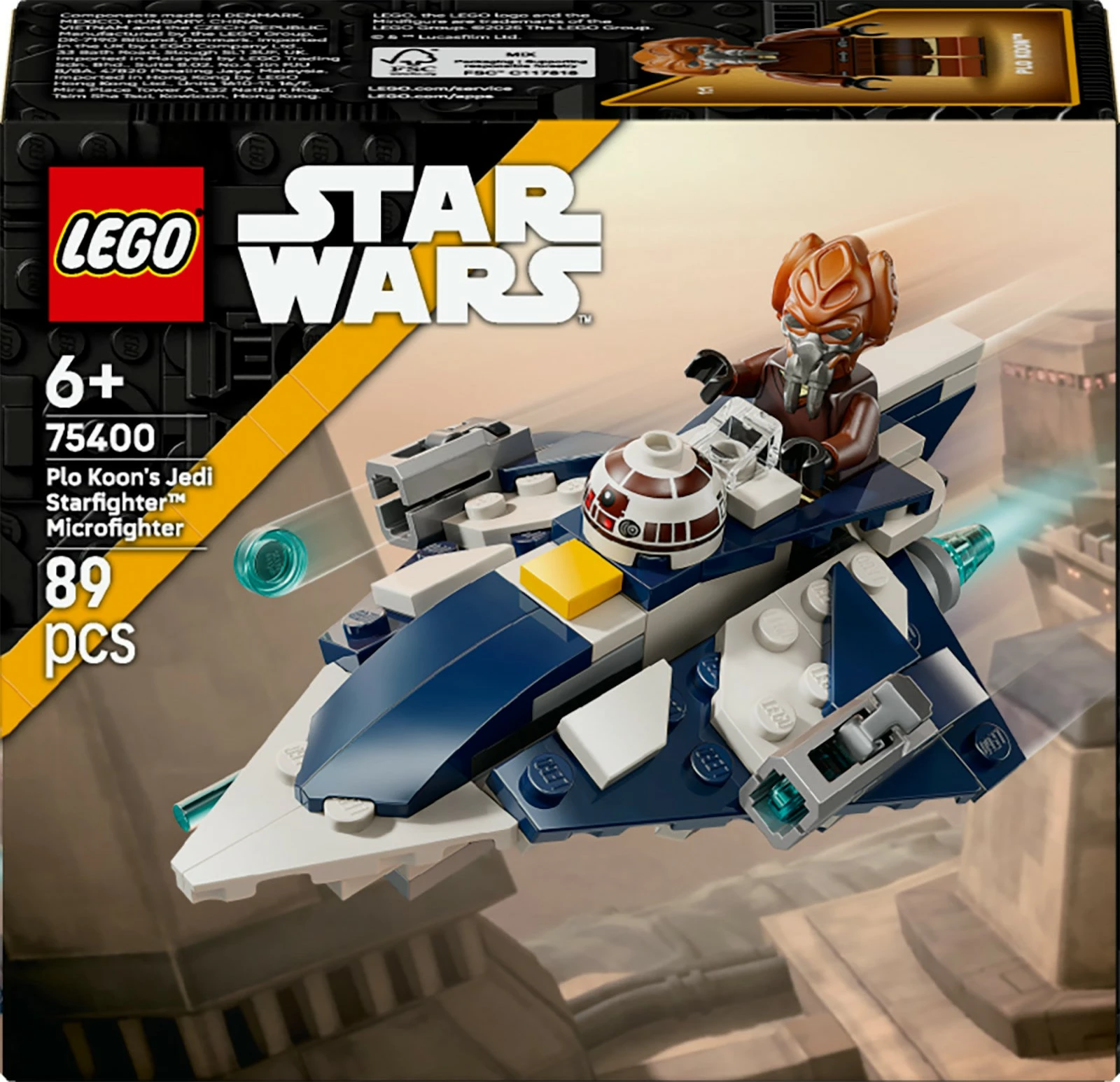 Mikroborilnik Star Wars Plo Koon’s Jedi Starfighter, LEGO set 75400, 89 kosov, večbarven