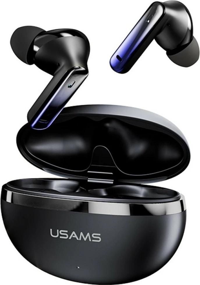 Brezžične TWS slušalke E02 USAMS Echo, Bluetooth 5.3, ANC+ENC, do 29 ur s polnilno škatlico, USB-C, črne