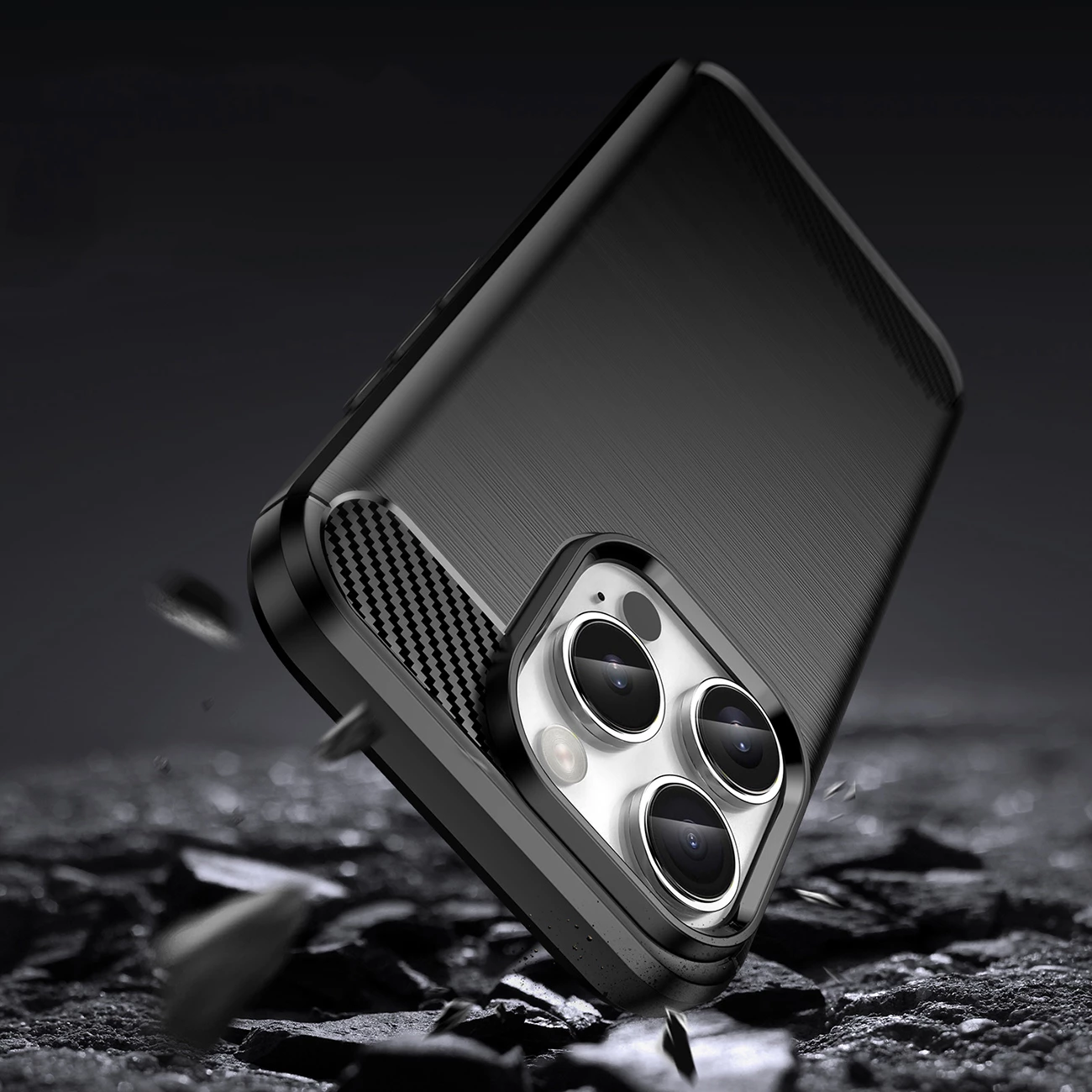Ovitek Carbon Case za iPhone 16 Pro Max, Hurtel, TPU, črn