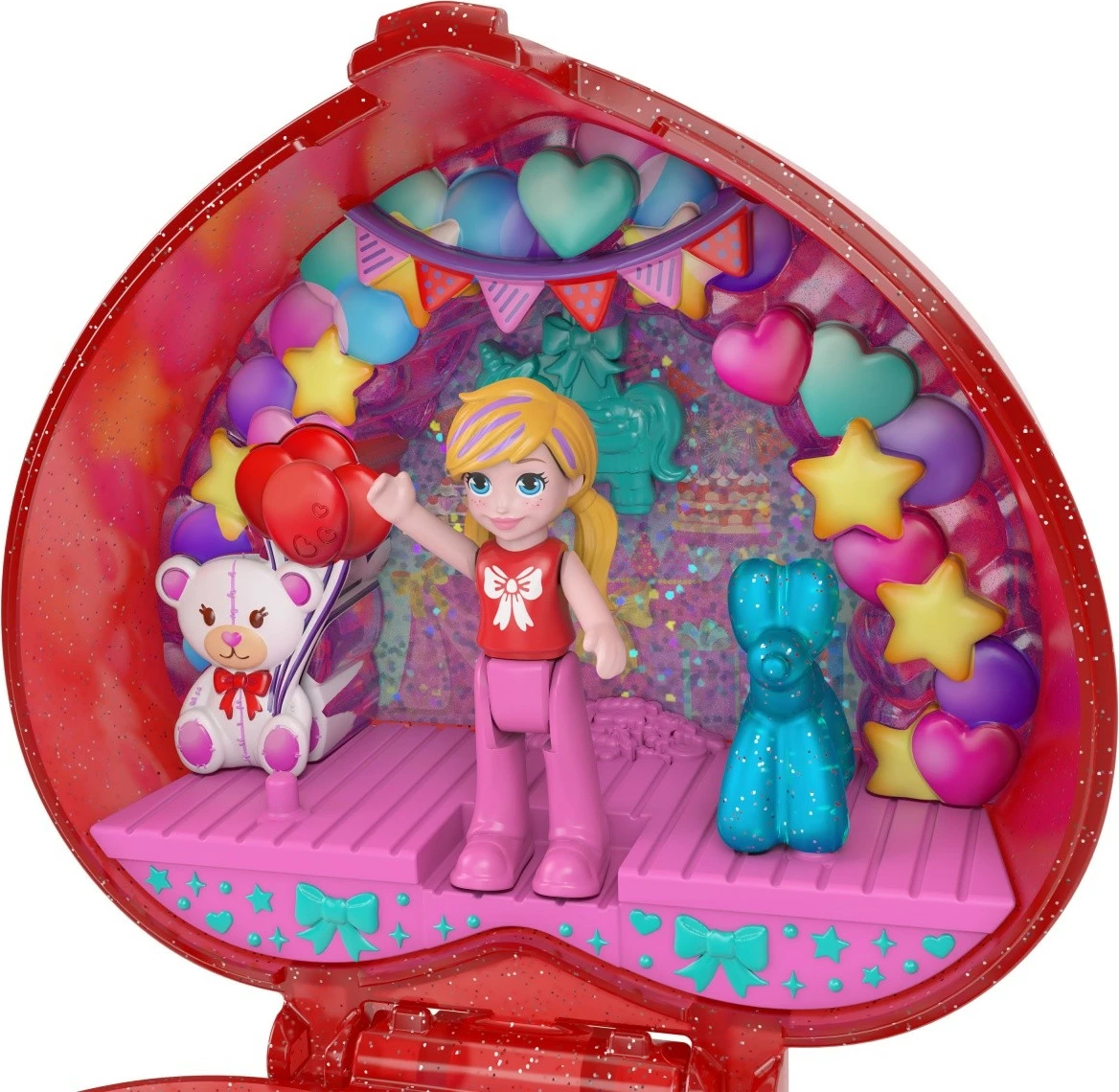 Komplekt igrač Polly Pocket Mattel JGK21, 80. obletnica, z mikro punčko in dodatki, rdeč