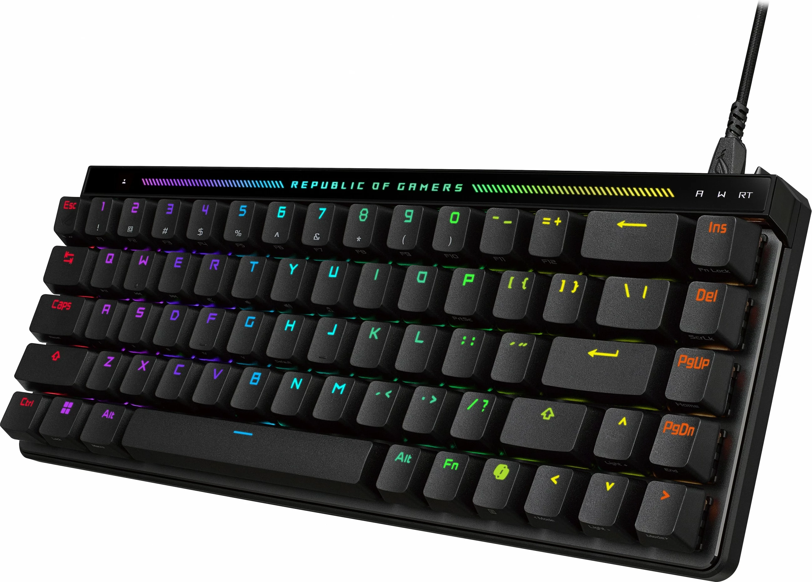 Kompaktna gaming tipkovnica ROG Falchion Ace HFX, ASUS, 65%, ROG HFX Magnetic, RGB LED, USB, črna