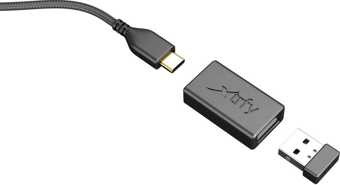 Ambidextrous igralniška miška Cherry XTRFY M42 RGB, optična, RF brezžična + USB Type-C, 19000 DPI, bela