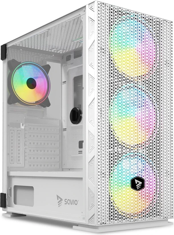 Ohišje za računalnik SAVIO Raptor White X1 ARGB Glass/Mesh, belo