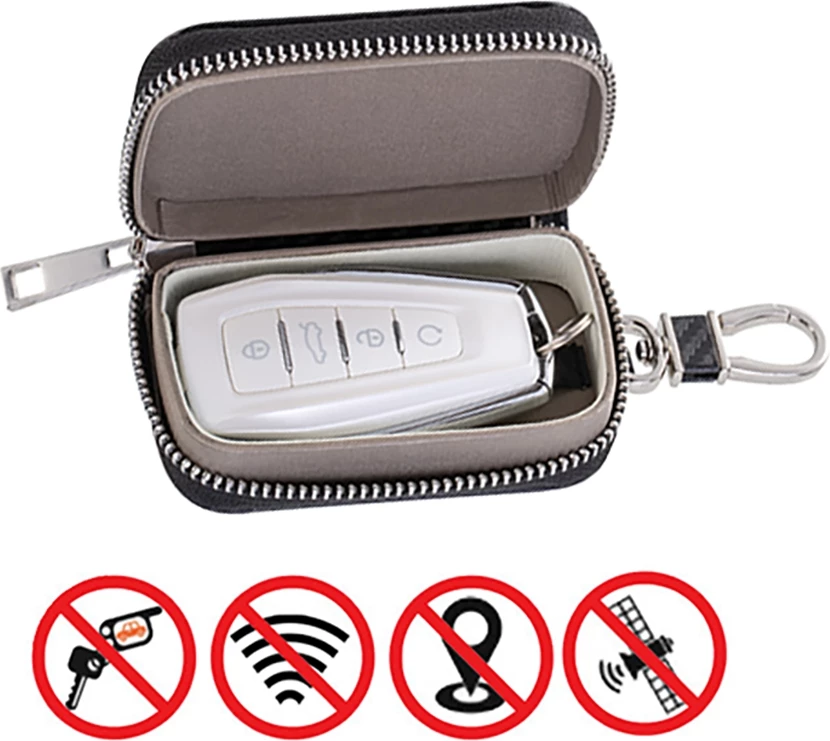 Zaščitni ovitek za avto ključ Hurtel Faraday Box, blokira radijske valove, črn