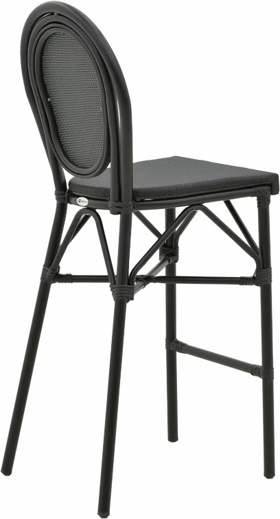 Barski stol iz aluminija, črn, tekstilene, Dezyan 41,5x53,5x116 cm