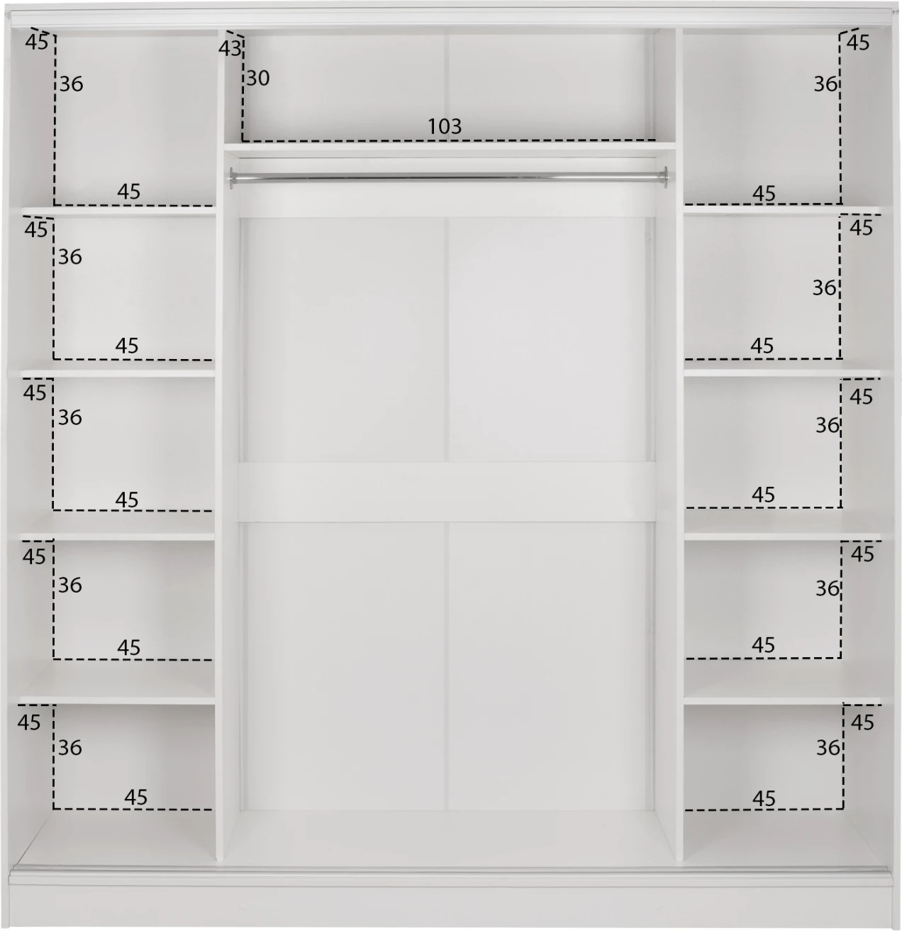 Drsna omara iz melamina v beli barvi z ogledalom FH2435.03 200x60x210 cm