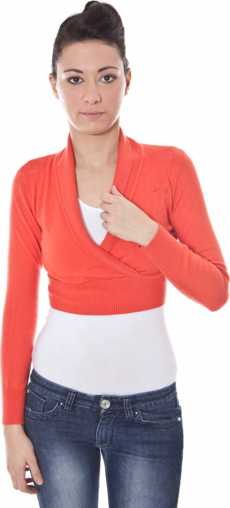 Kratki pulover Shrug, DATCH, ženski, rdeč