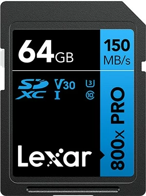 Kartica pomnilnika 64GB SDXC, Lexar 800x Pro, 150MB/s