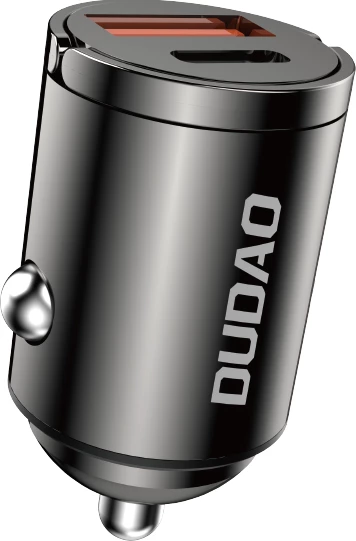 Mini avtopolnilec Dudao R3MAX, 48 W, USB-C/USB-A, črn