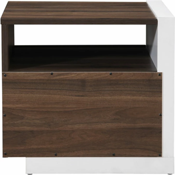 Nočna omarica Doble, ena vrata, rjava-bela, 46x40x43
