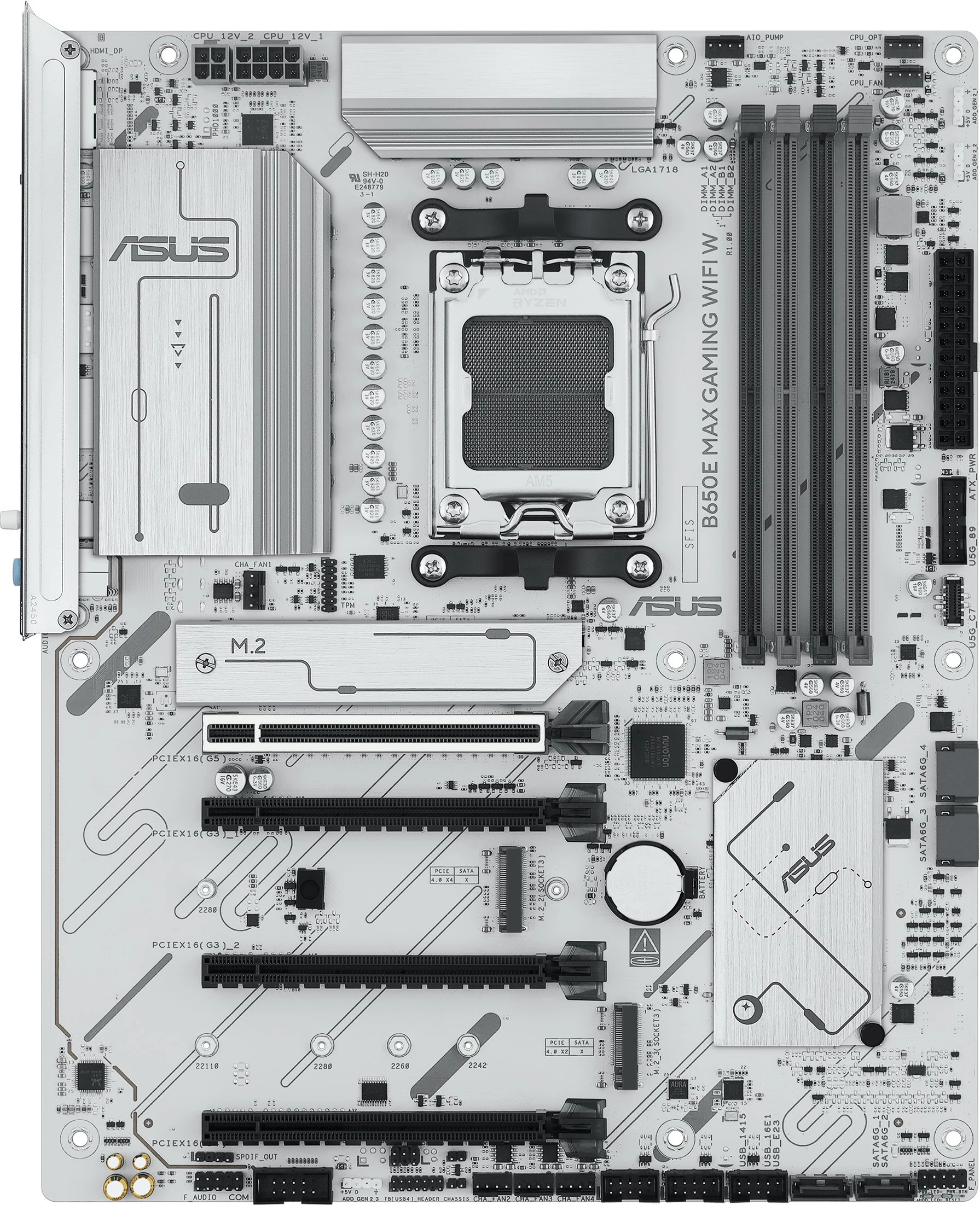 Matična plošča ASUS B650E MAX GAMING WIFI W, Socket AM5, DDR5, 256 GB, Wi‑Fi, Bluetooth