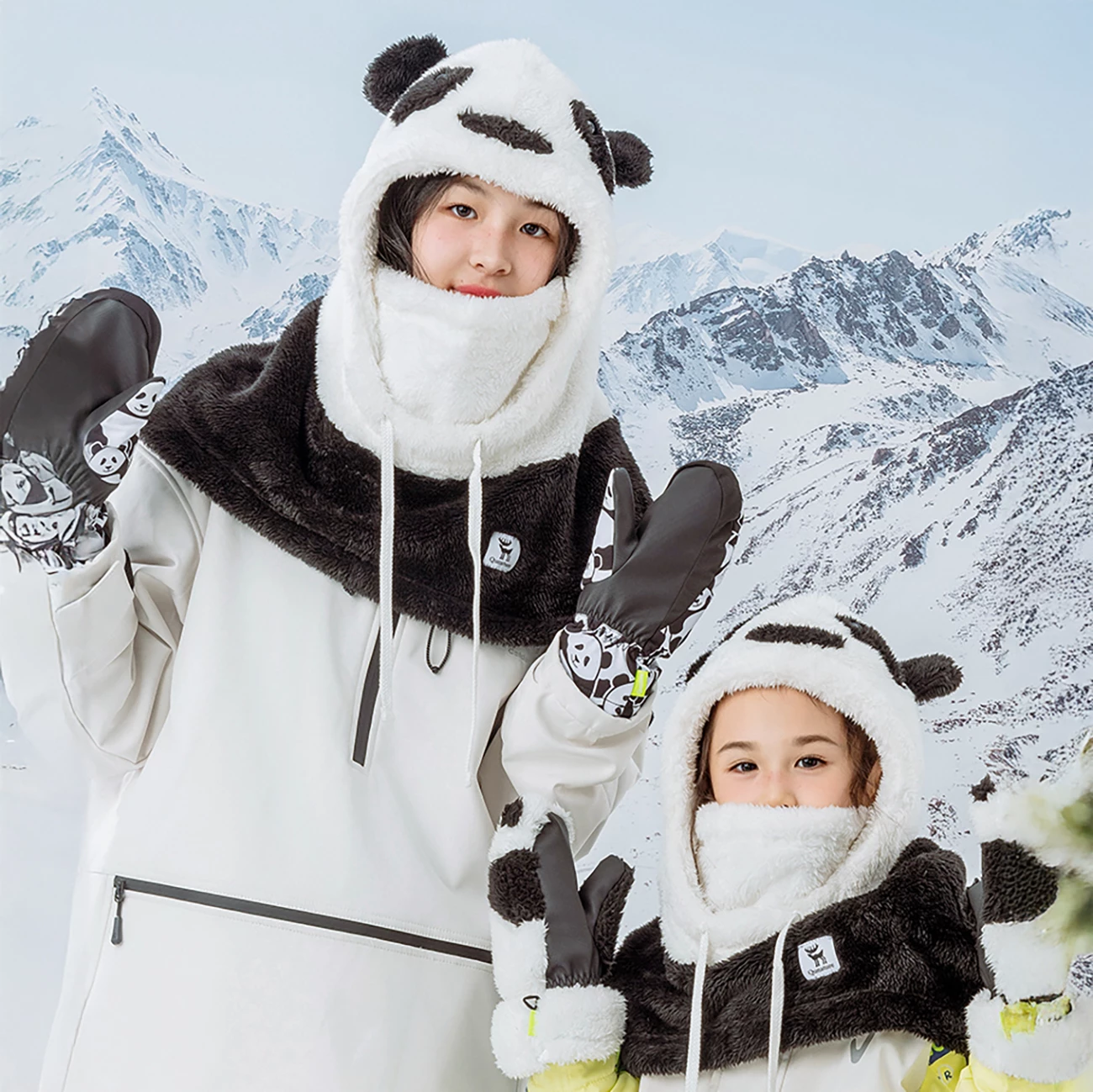 Smučarska balaklava Qunature Panda, za otroke in odrasle, L, črno-bela