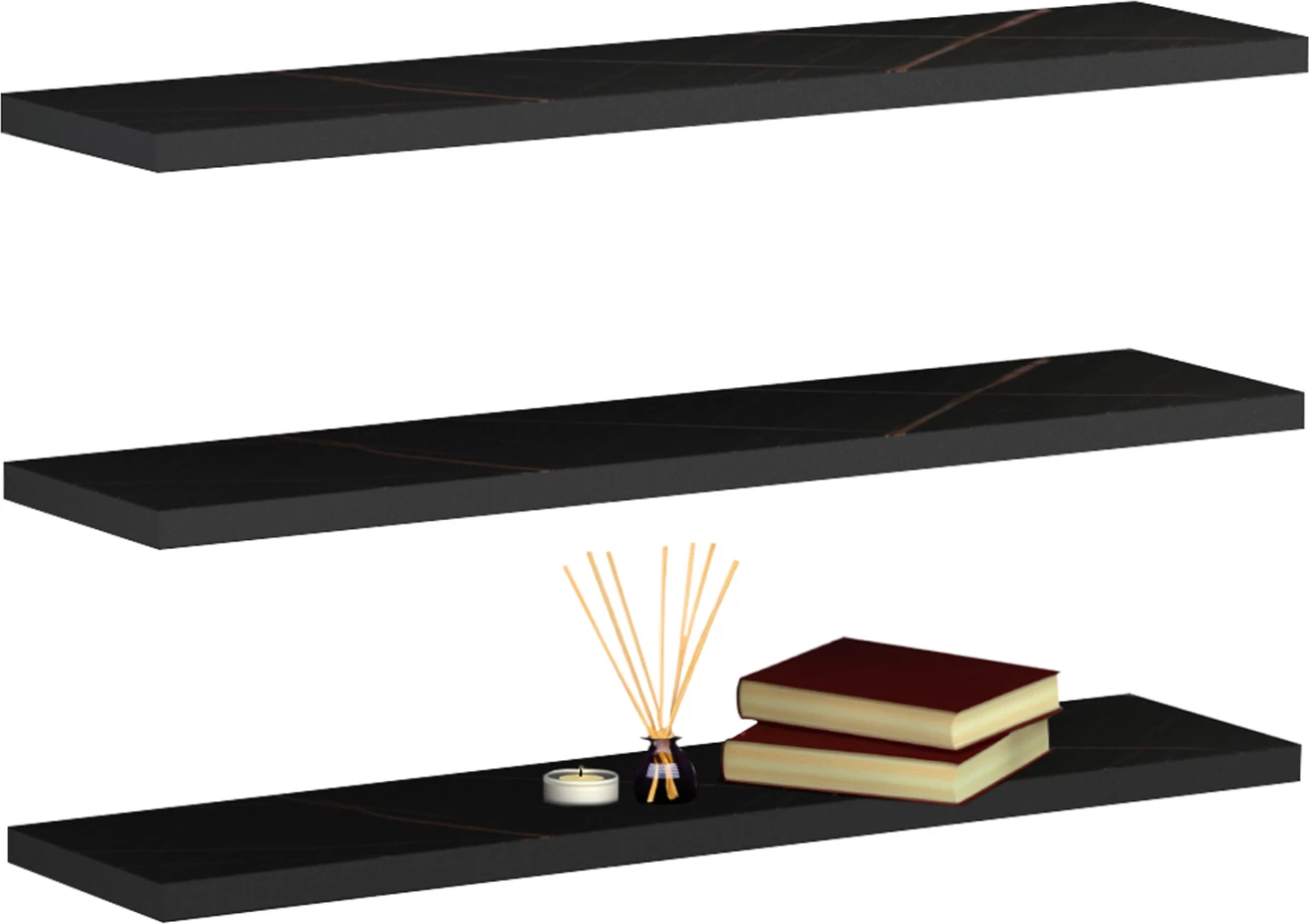 Stenske police Cassius FH8966.13 melamin v črnem marmorju 60x14,5 cm