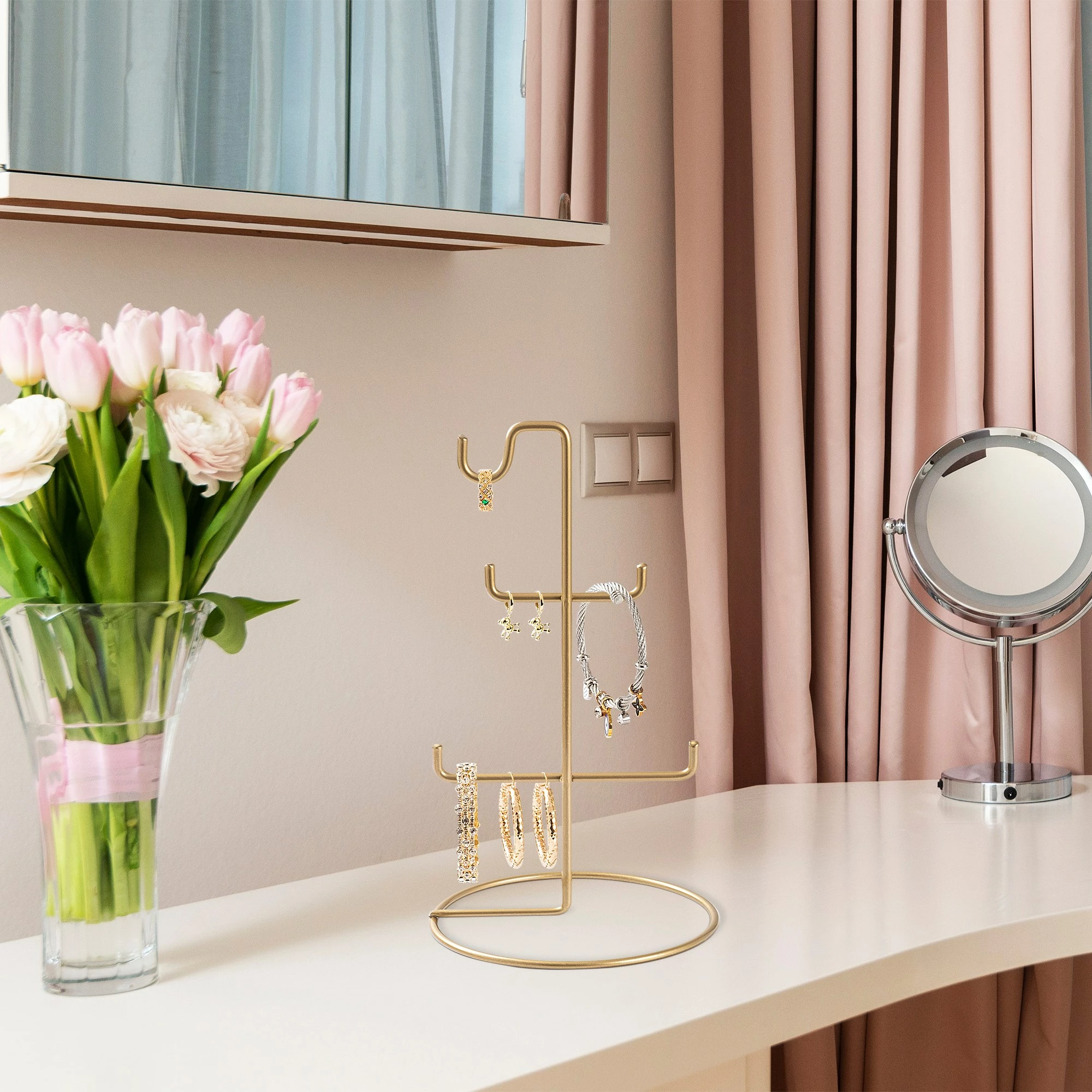 Stojalo za organizacijo nakita, zlata barva, Aberto Design TK-003