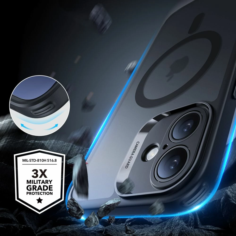 Ovitek za telefon s HaloLock MagSafe za iPhone 16, ESR Classic Pro, črn, s zaščitnim steklom