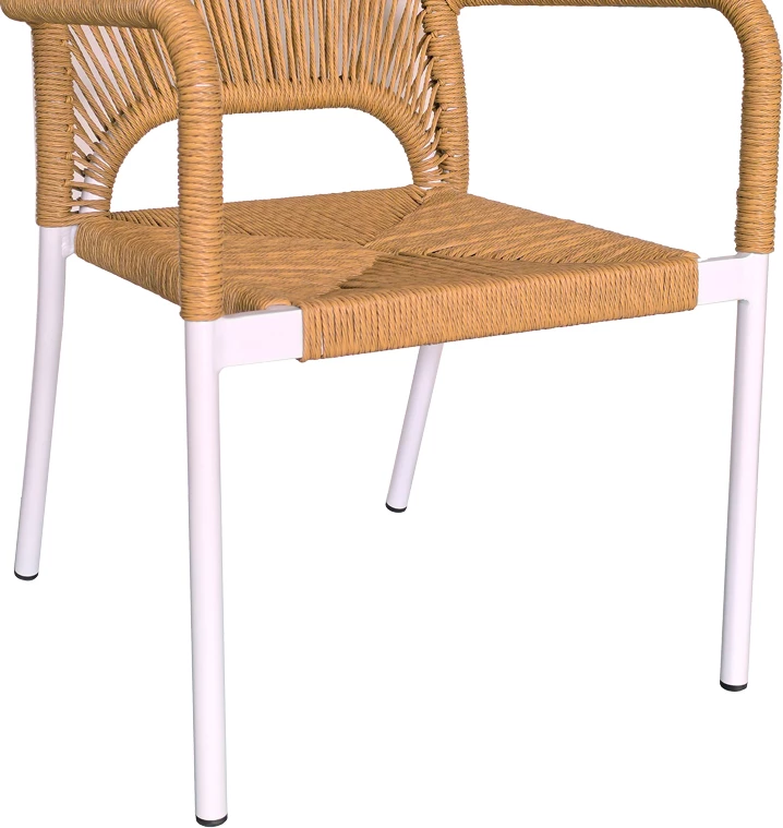 Set za teraso z mizo in stoli Kliton - Norture, aluminij, bela/ naravna, 80x80x74 cm, 3 kosi