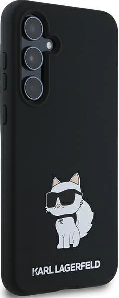 Silikonski ovitek z motivom Choupette Karl Lagerfeld za Samsung Galaxy A35, črn