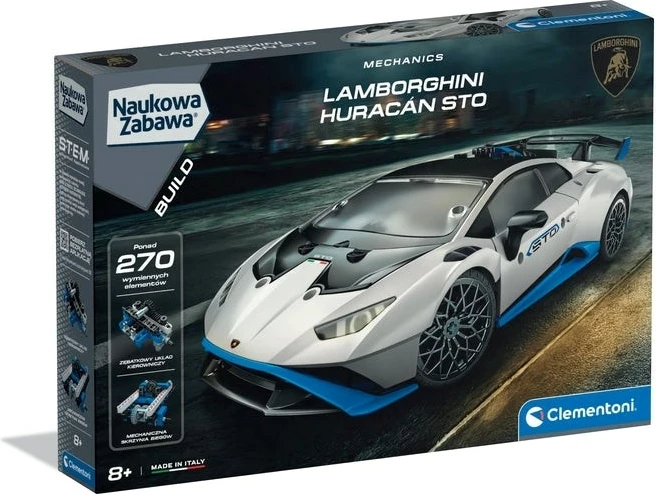 Komplet za sestavljanje Clementoni Mechanics Laboratory Lamborghini Huracan STO, za otroke 8+