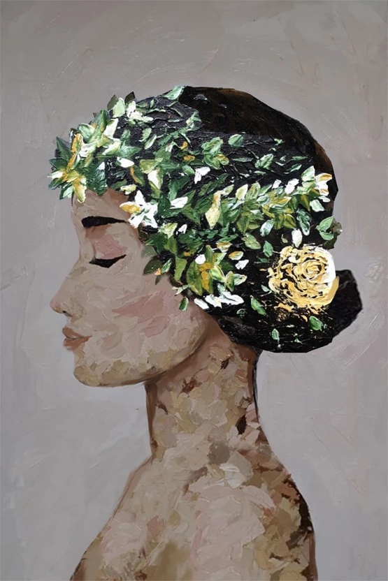Dekorativna slika na platnu Spring Lady, večbarvna, 60x80x4 cm
