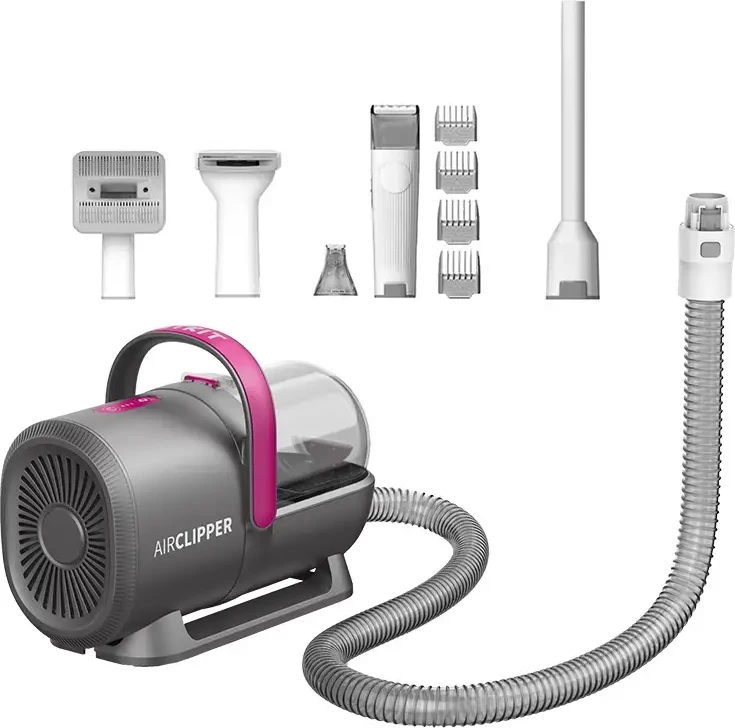 Komplet za nego živalske dlake Petkit AirClipper 5-v-1, siv/roza