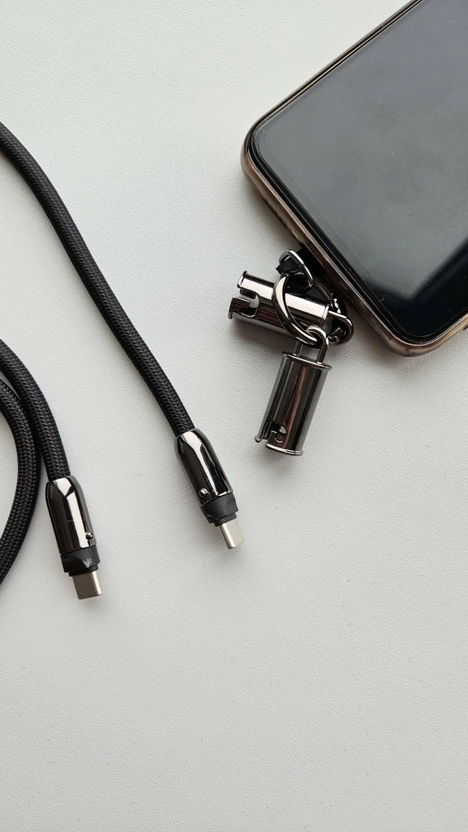 Kabel USB C 2-v-1 z vrvico, 1,2 m, črn, TB
