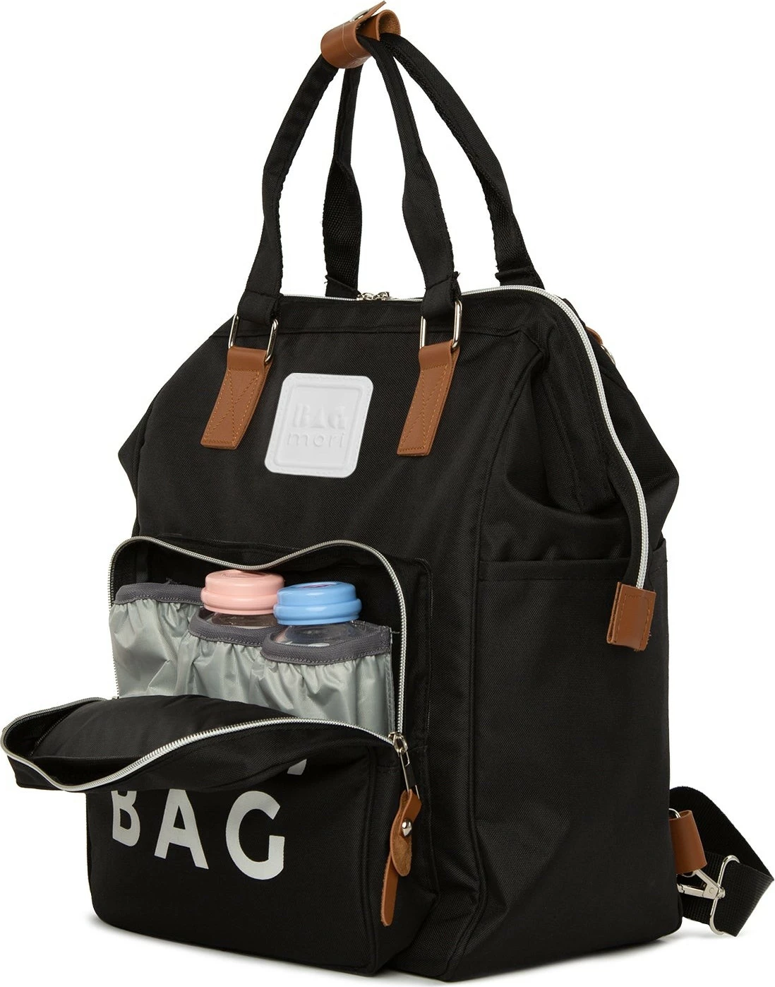 Torba za plenice, črna, camel, bela, Zoozie Bags, 30x38x19 cm